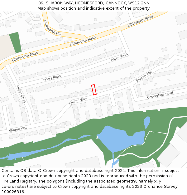 89, SHARON WAY, HEDNESFORD, CANNOCK, WS12 2NN: Location map and indicative extent of plot