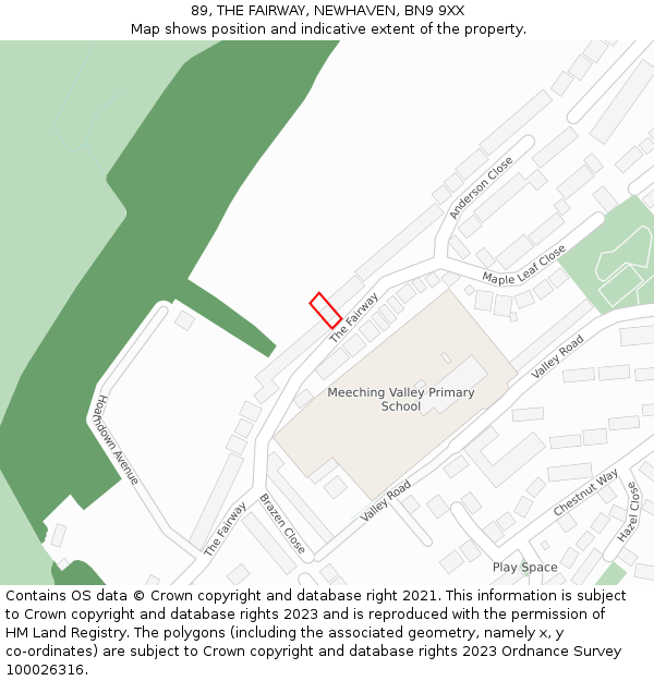 89, THE FAIRWAY, NEWHAVEN, BN9 9XX: Location map and indicative extent of plot