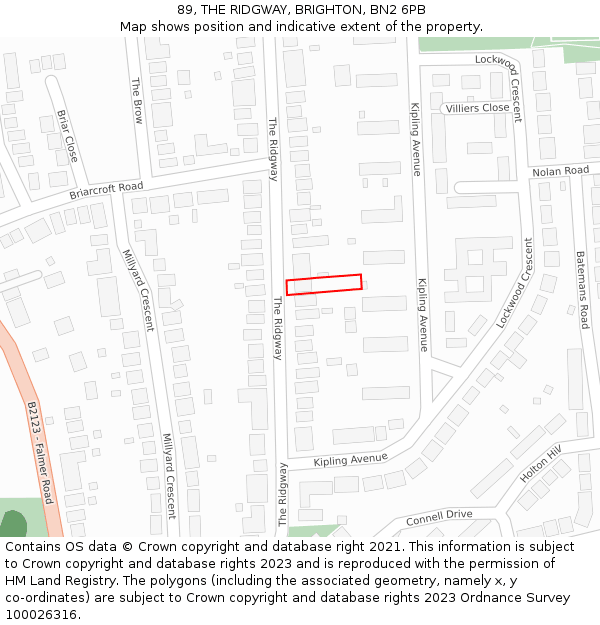 89, THE RIDGWAY, BRIGHTON, BN2 6PB: Location map and indicative extent of plot