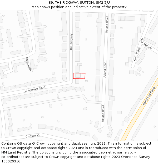 89, THE RIDGWAY, SUTTON, SM2 5JU: Location map and indicative extent of plot