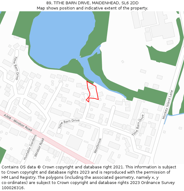 89, TITHE BARN DRIVE, MAIDENHEAD, SL6 2DD: Location map and indicative extent of plot