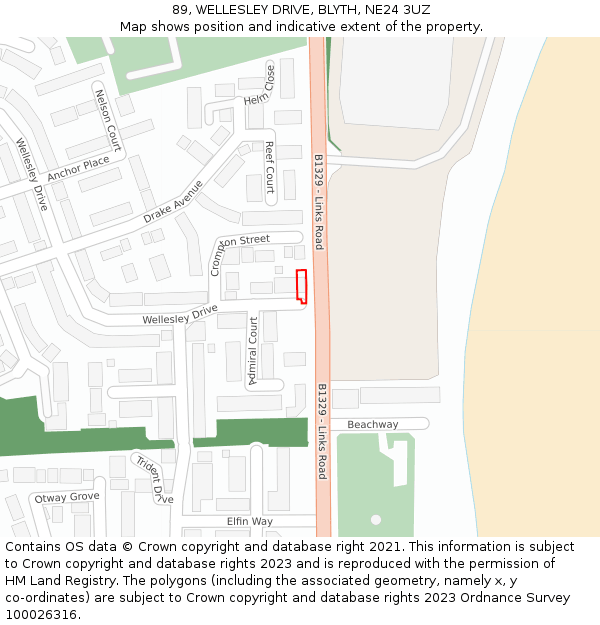 89, WELLESLEY DRIVE, BLYTH, NE24 3UZ: Location map and indicative extent of plot