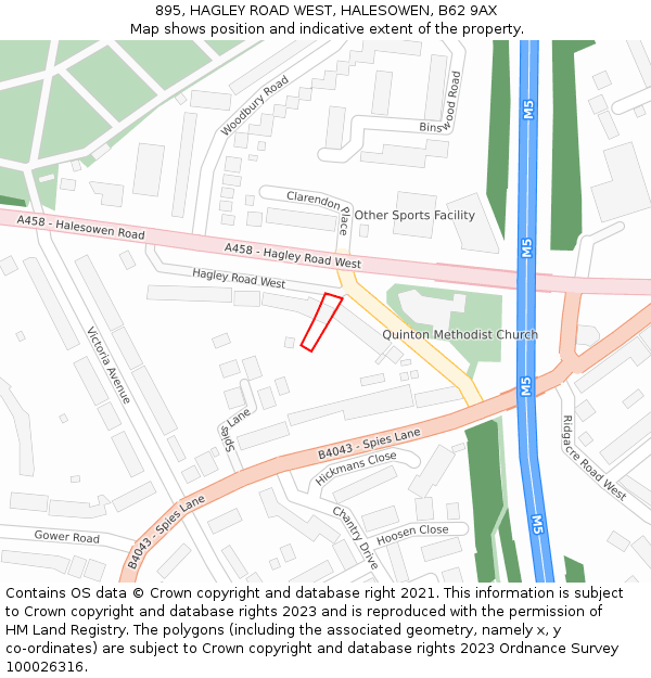 895, HAGLEY ROAD WEST, HALESOWEN, B62 9AX: Location map and indicative extent of plot