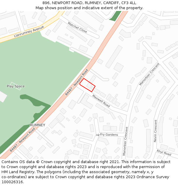 896, NEWPORT ROAD, RUMNEY, CARDIFF, CF3 4LL: Location map and indicative extent of plot