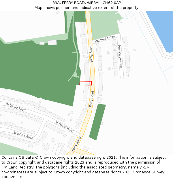 89A, FERRY ROAD, WIRRAL, CH62 0AP: Location map and indicative extent of plot