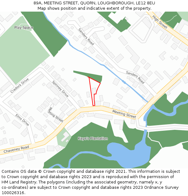 89A, MEETING STREET, QUORN, LOUGHBOROUGH, LE12 8EU: Location map and indicative extent of plot