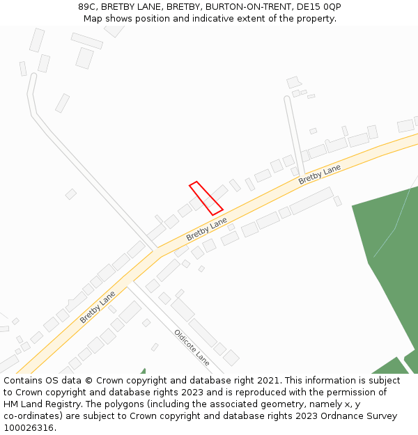 89C, BRETBY LANE, BRETBY, BURTON-ON-TRENT, DE15 0QP: Location map and indicative extent of plot