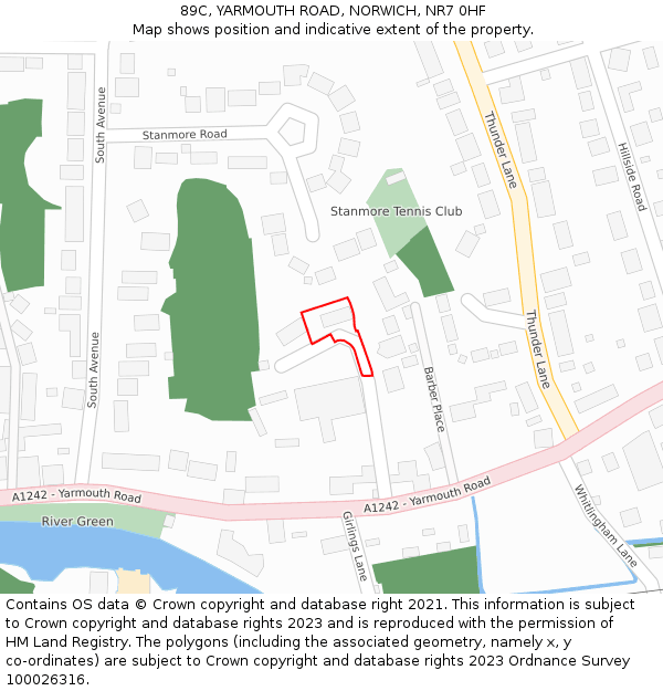 89C, YARMOUTH ROAD, NORWICH, NR7 0HF: Location map and indicative extent of plot