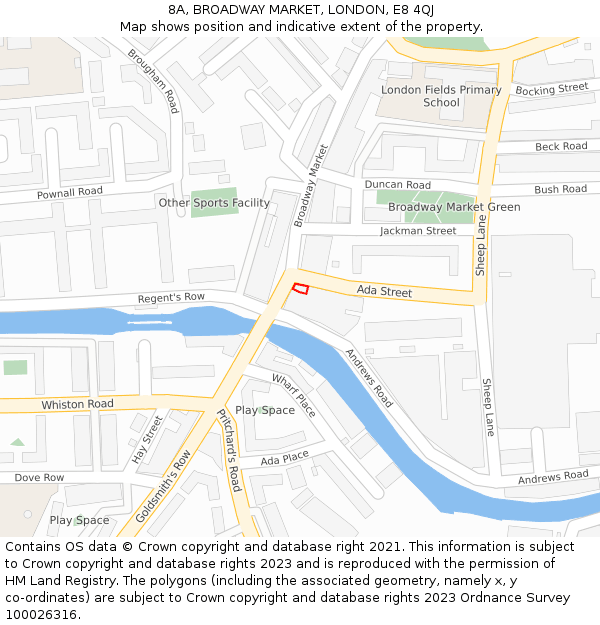 8A, BROADWAY MARKET, LONDON, E8 4QJ: Location map and indicative extent of plot