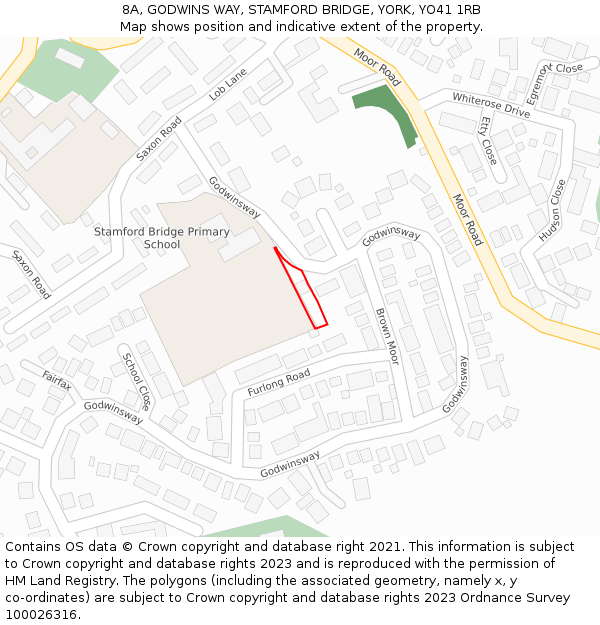 8A, GODWINS WAY, STAMFORD BRIDGE, YORK, YO41 1RB: Location map and indicative extent of plot