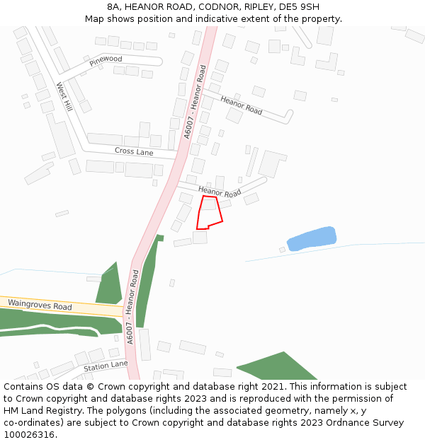 8A, HEANOR ROAD, CODNOR, RIPLEY, DE5 9SH: Location map and indicative extent of plot