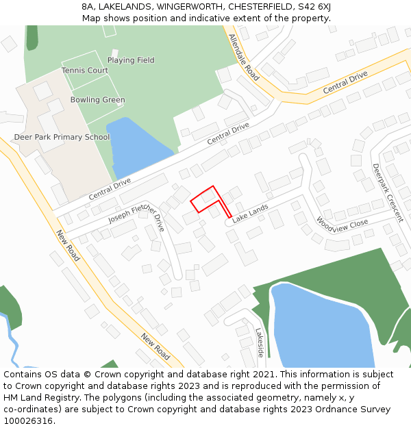 8A, LAKELANDS, WINGERWORTH, CHESTERFIELD, S42 6XJ: Location map and indicative extent of plot