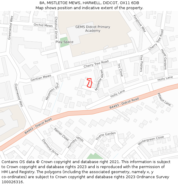 8A, MISTLETOE MEWS, HARWELL, DIDCOT, OX11 6DB: Location map and indicative extent of plot