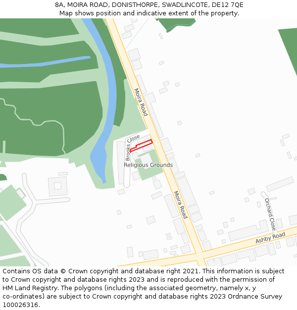 8A, MOIRA ROAD, DONISTHORPE, SWADLINCOTE, DE12 7QE: Location map and indicative extent of plot