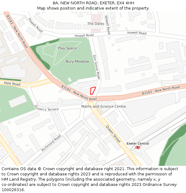 8A, NEW NORTH ROAD, EXETER, EX4 4HH: Location map and indicative extent of plot