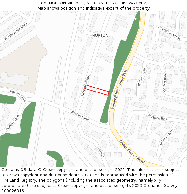 8A, NORTON VILLAGE, NORTON, RUNCORN, WA7 6PZ: Location map and indicative extent of plot