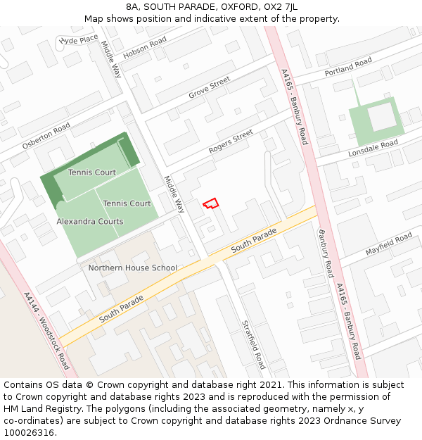 8A, SOUTH PARADE, OXFORD, OX2 7JL: Location map and indicative extent of plot