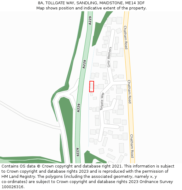 8A, TOLLGATE WAY, SANDLING, MAIDSTONE, ME14 3DF: Location map and indicative extent of plot