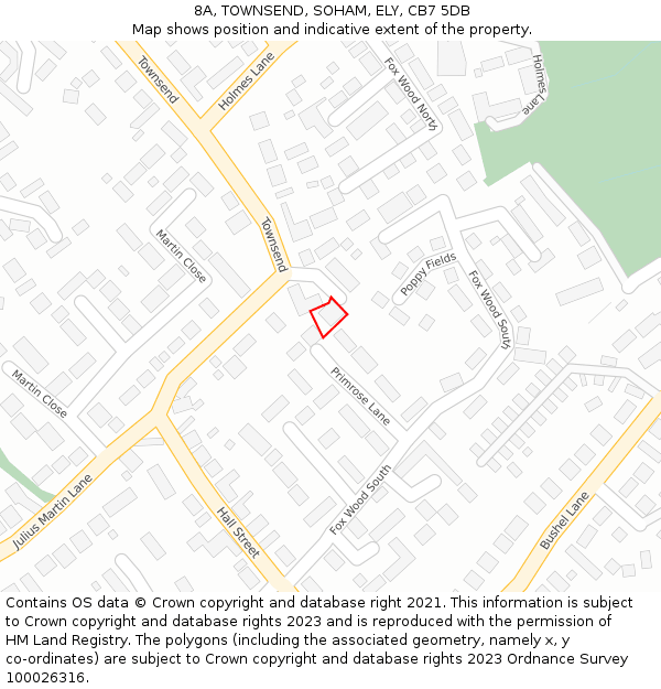 8A, TOWNSEND, SOHAM, ELY, CB7 5DB: Location map and indicative extent of plot