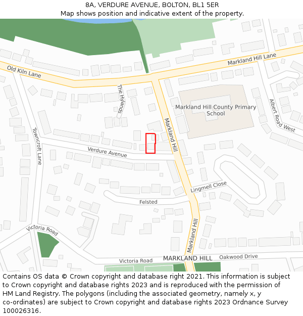 8A, VERDURE AVENUE, BOLTON, BL1 5ER: Location map and indicative extent of plot