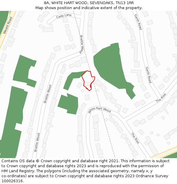 8A, WHITE HART WOOD, SEVENOAKS, TN13 1RR: Location map and indicative extent of plot