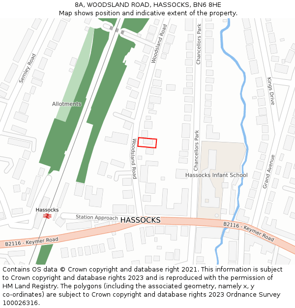 8A, WOODSLAND ROAD, HASSOCKS, BN6 8HE: Location map and indicative extent of plot