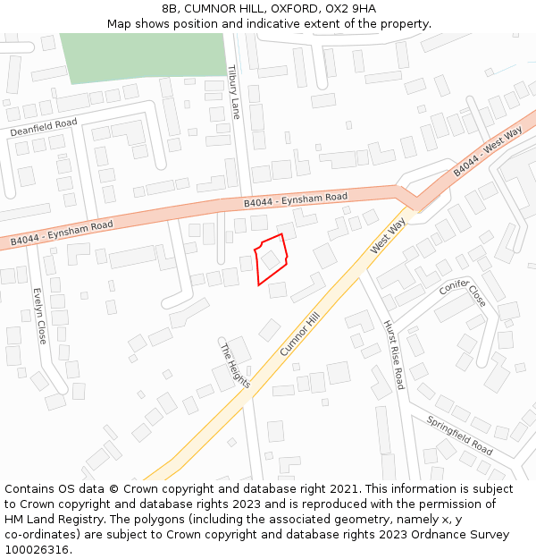 8B, CUMNOR HILL, OXFORD, OX2 9HA: Location map and indicative extent of plot