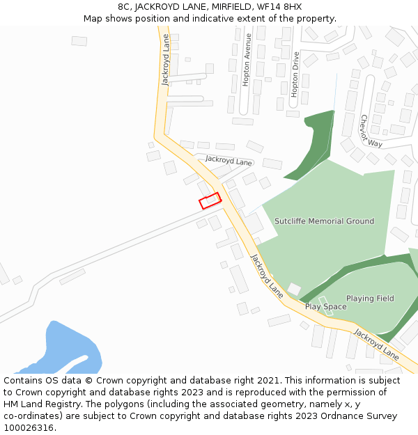 8C, JACKROYD LANE, MIRFIELD, WF14 8HX: Location map and indicative extent of plot
