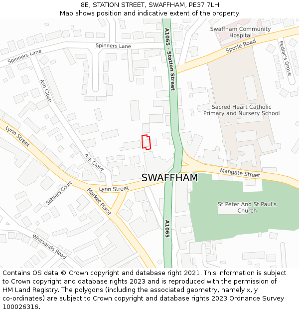 8E, STATION STREET, SWAFFHAM, PE37 7LH: Location map and indicative extent of plot