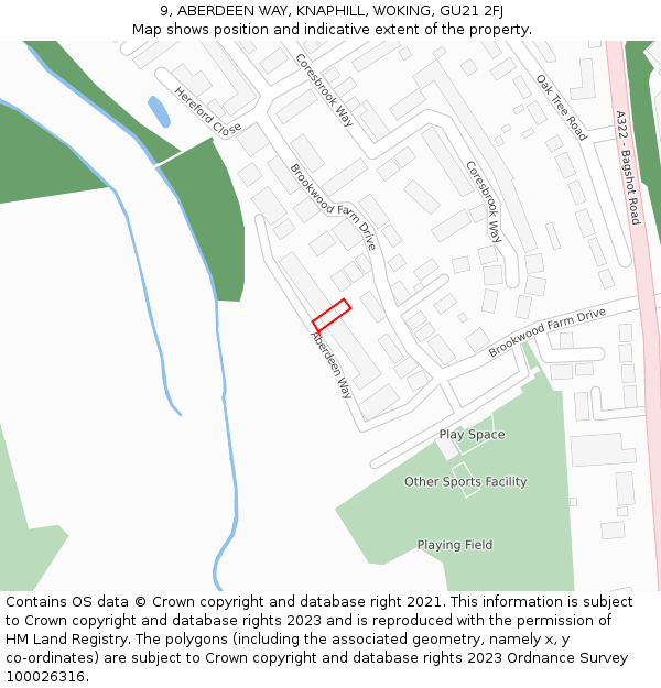 9, ABERDEEN WAY, KNAPHILL, WOKING, GU21 2FJ: Location map and indicative extent of plot