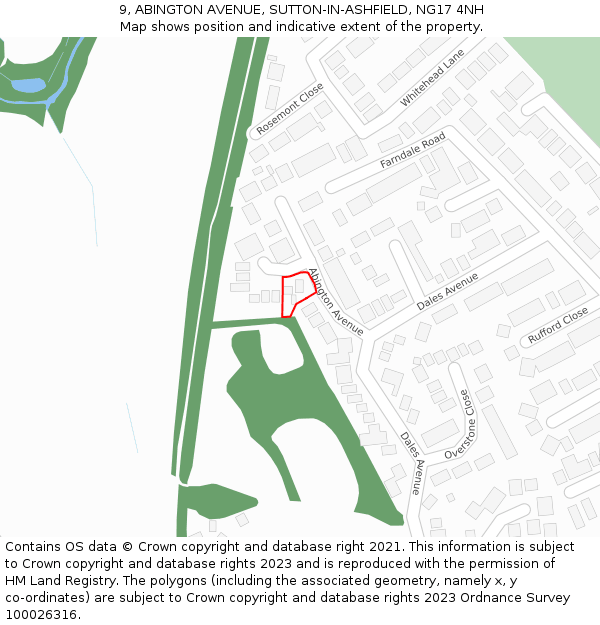 9, ABINGTON AVENUE, SUTTON-IN-ASHFIELD, NG17 4NH: Location map and indicative extent of plot