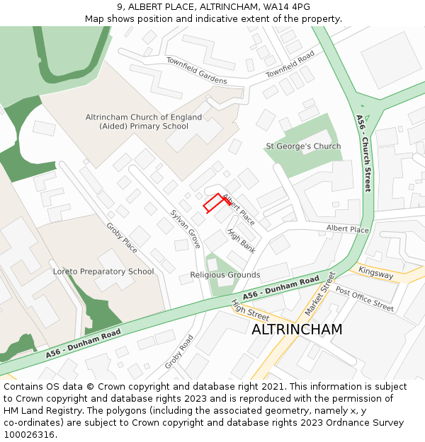 9, ALBERT PLACE, ALTRINCHAM, WA14 4PG: Location map and indicative extent of plot