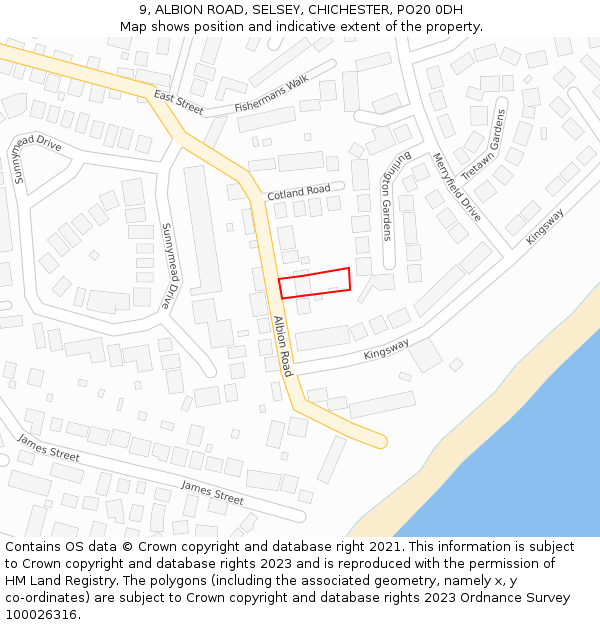 9, ALBION ROAD, SELSEY, CHICHESTER, PO20 0DH: Location map and indicative extent of plot