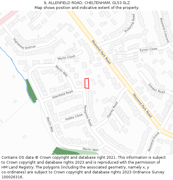 9, ALLENFIELD ROAD, CHELTENHAM, GL53 0LZ: Location map and indicative extent of plot