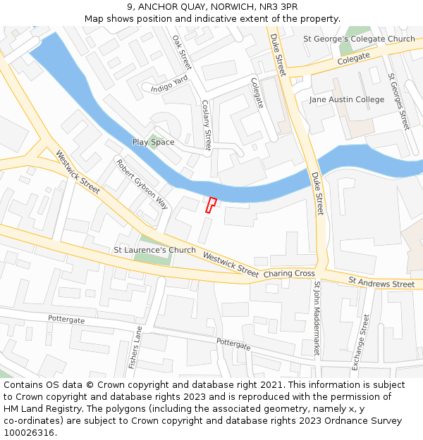 9, ANCHOR QUAY, NORWICH, NR3 3PR: Location map and indicative extent of plot