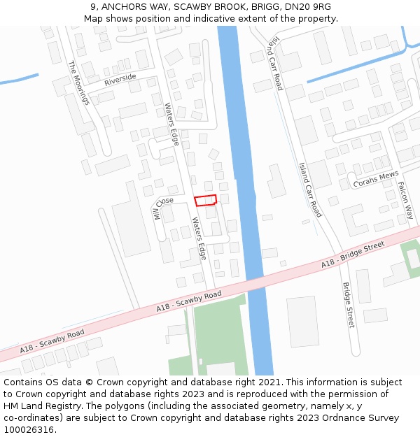 9, ANCHORS WAY, SCAWBY BROOK, BRIGG, DN20 9RG: Location map and indicative extent of plot