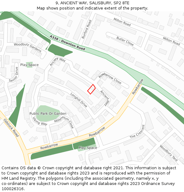9, ANCIENT WAY, SALISBURY, SP2 8TE: Location map and indicative extent of plot