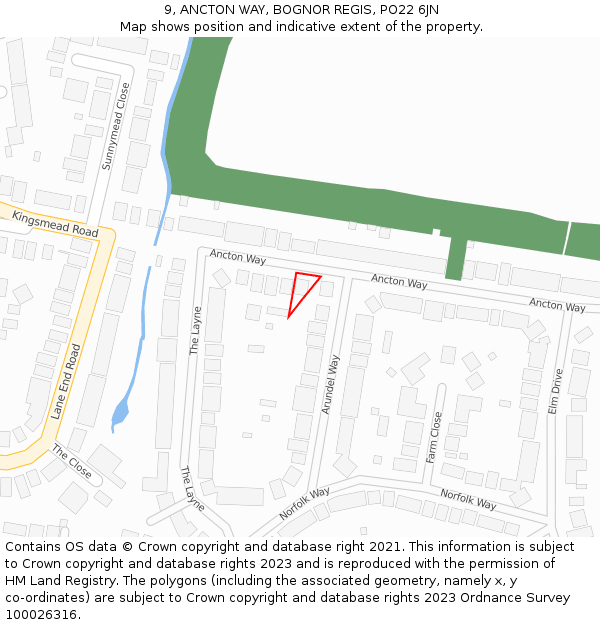 9, ANCTON WAY, BOGNOR REGIS, PO22 6JN: Location map and indicative extent of plot