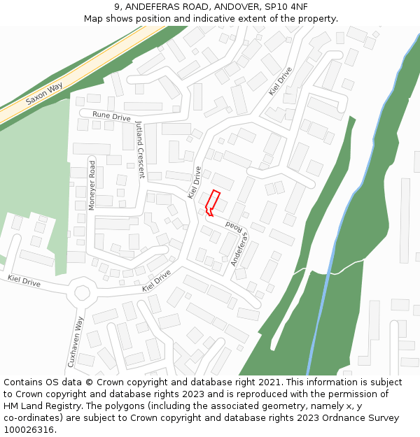 9, ANDEFERAS ROAD, ANDOVER, SP10 4NF: Location map and indicative extent of plot