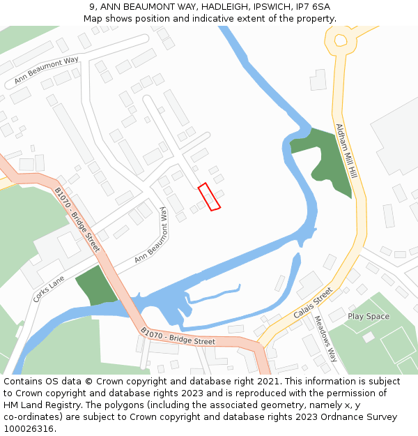 9, ANN BEAUMONT WAY, HADLEIGH, IPSWICH, IP7 6SA: Location map and indicative extent of plot
