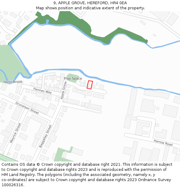 9, APPLE GROVE, HEREFORD, HR4 0EA: Location map and indicative extent of plot