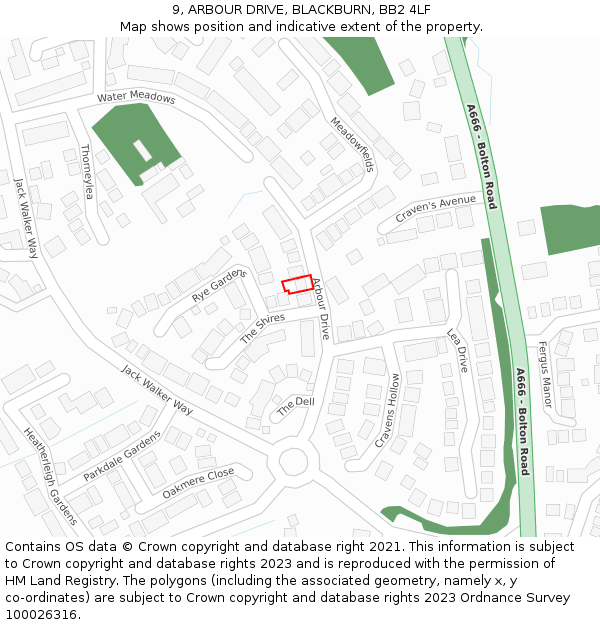 9, ARBOUR DRIVE, BLACKBURN, BB2 4LF: Location map and indicative extent of plot