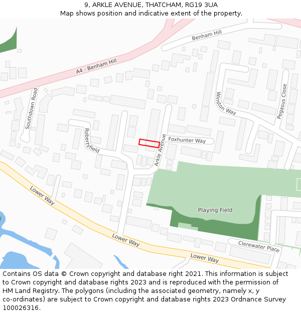 9, ARKLE AVENUE, THATCHAM, RG19 3UA: Location map and indicative extent of plot