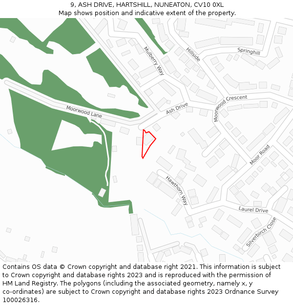 9, ASH DRIVE, HARTSHILL, NUNEATON, CV10 0XL: Location map and indicative extent of plot