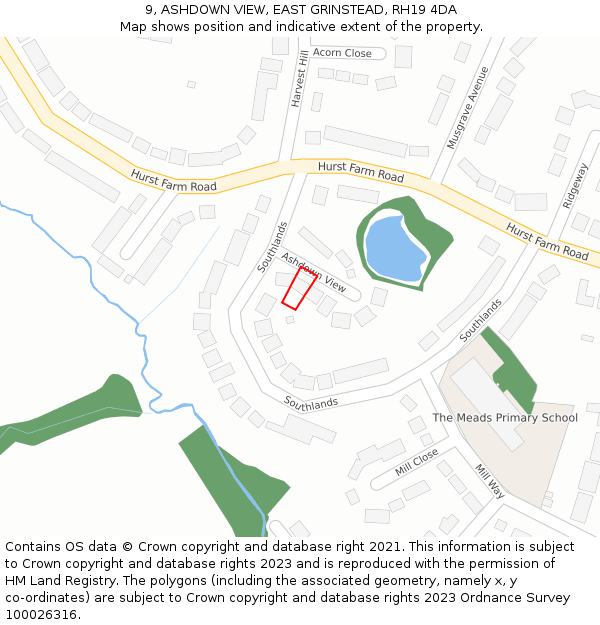 9, ASHDOWN VIEW, EAST GRINSTEAD, RH19 4DA: Location map and indicative extent of plot