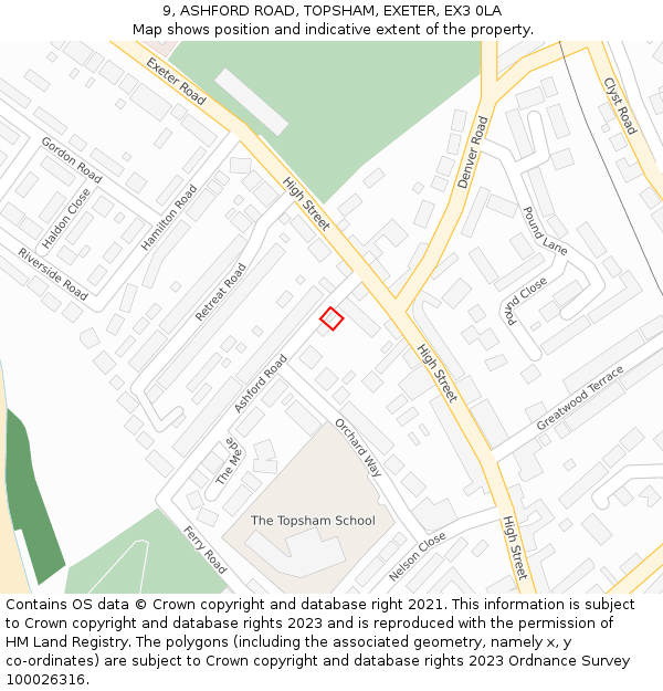 9, ASHFORD ROAD, TOPSHAM, EXETER, EX3 0LA: Location map and indicative extent of plot