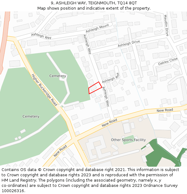 9, ASHLEIGH WAY, TEIGNMOUTH, TQ14 8QT: Location map and indicative extent of plot