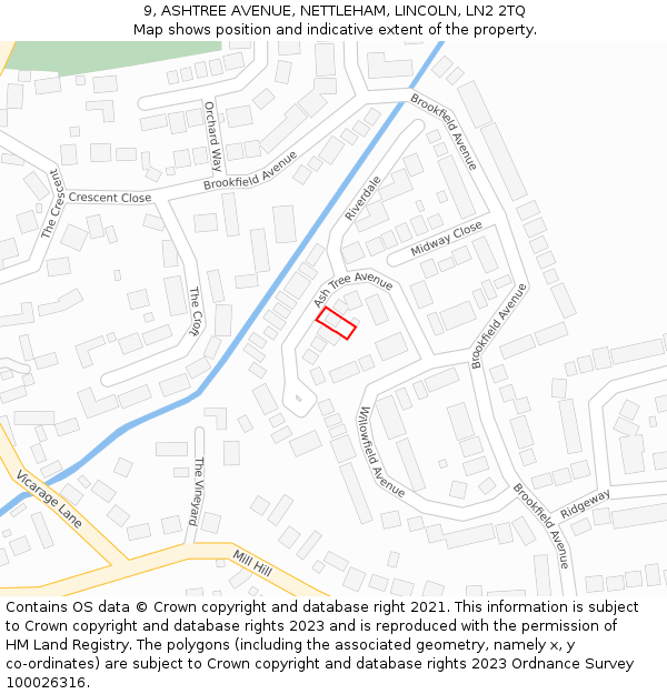 9, ASHTREE AVENUE, NETTLEHAM, LINCOLN, LN2 2TQ: Location map and indicative extent of plot