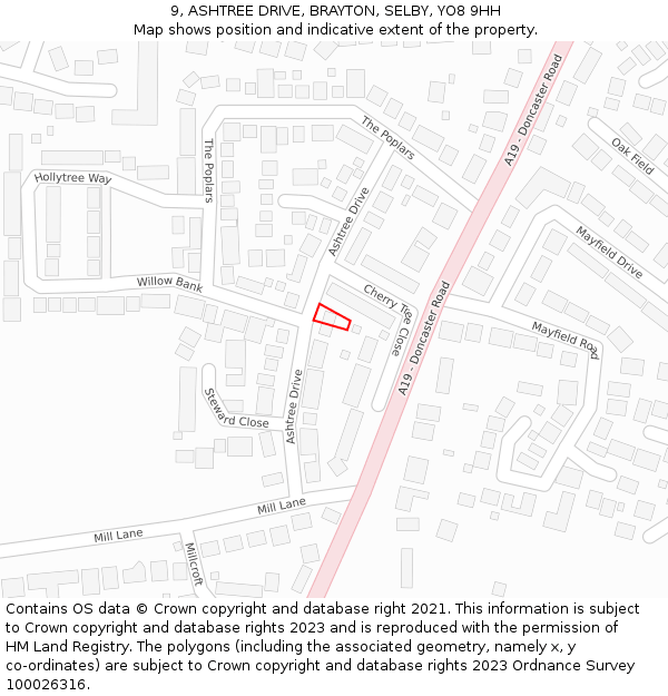 9, ASHTREE DRIVE, BRAYTON, SELBY, YO8 9HH: Location map and indicative extent of plot