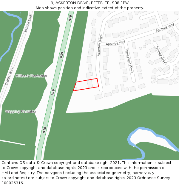 9, ASKERTON DRIVE, PETERLEE, SR8 1PW: Location map and indicative extent of plot